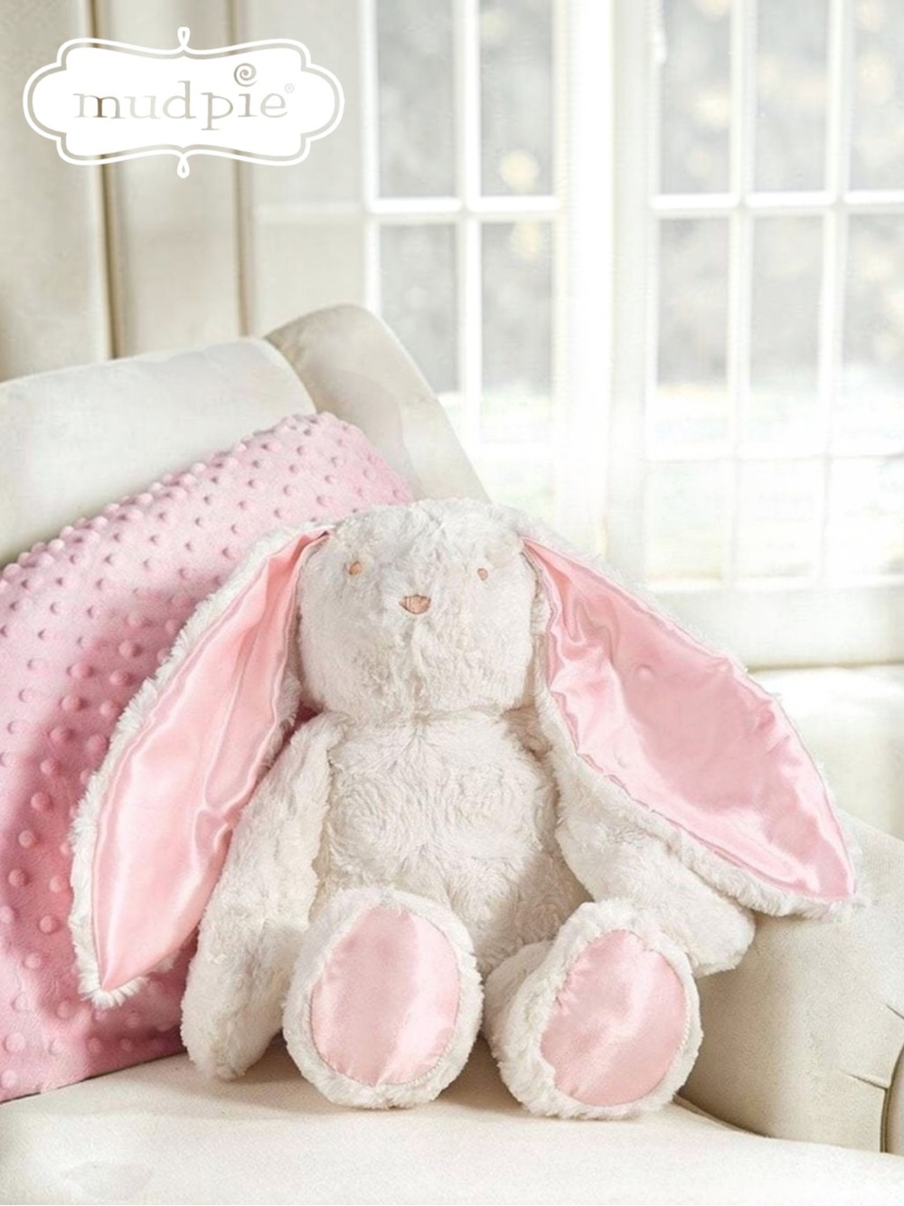 Mud Pie Pink Floppy Eared Bunny Plush
